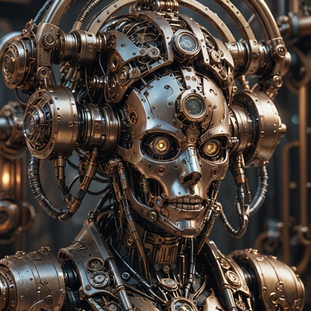 Steampunk cybernetic biomechanical Mecha