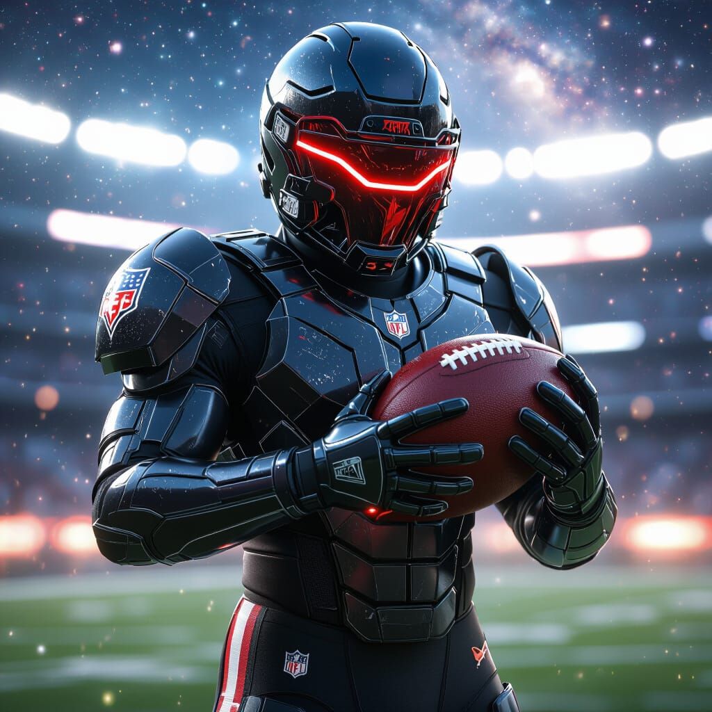 Futuristic Football Player in Sci-Fi Armor