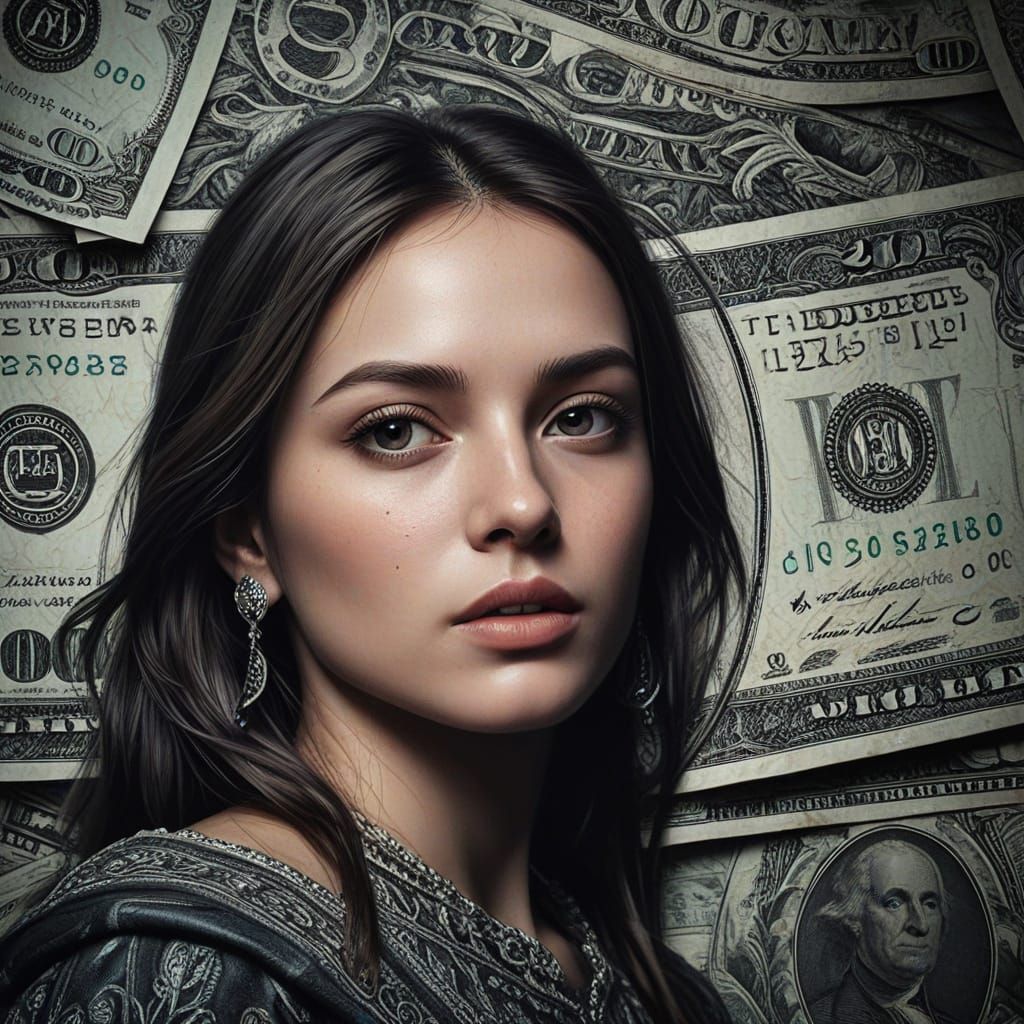 Money Art Painting: Intricate Hyperrealistic HDR
