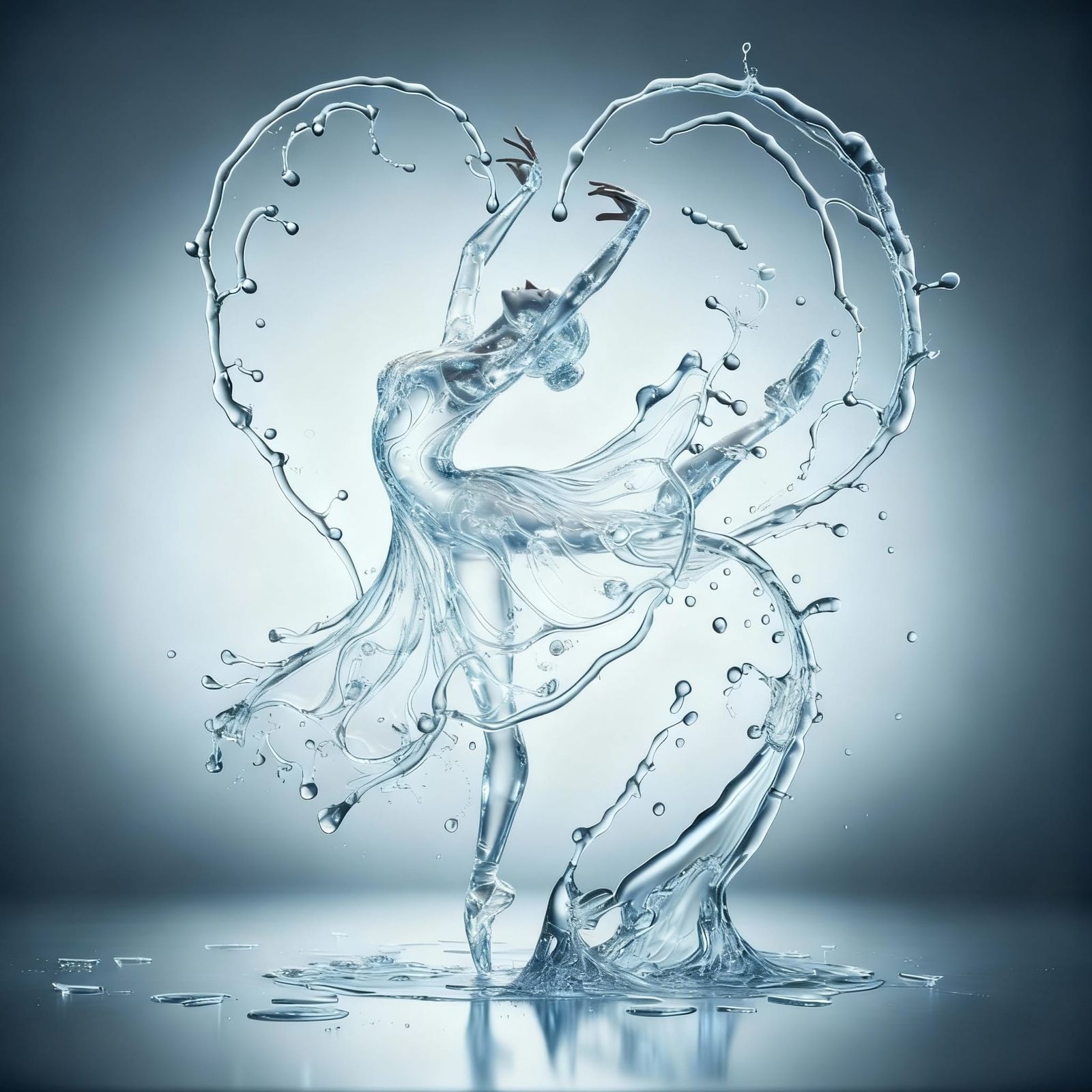 Ethereal Water Ballerina in a Softly Lit Environment