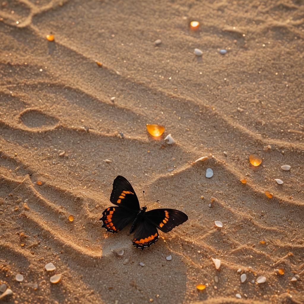 Butterfly on Beach at Sunset: Macro Wildlife Shot
