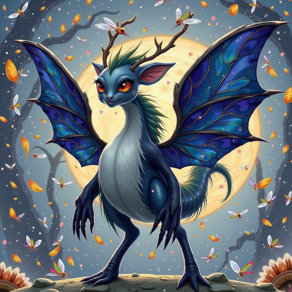 Whimsical Furry Creature in a Fantastical Style