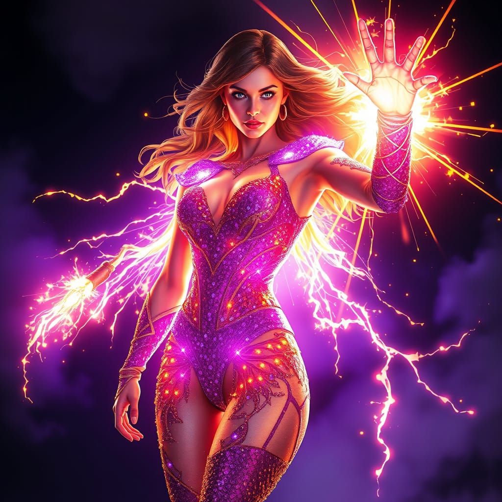 Ethereal Superheroine Radiates Supernova Power in Art Nouvea...