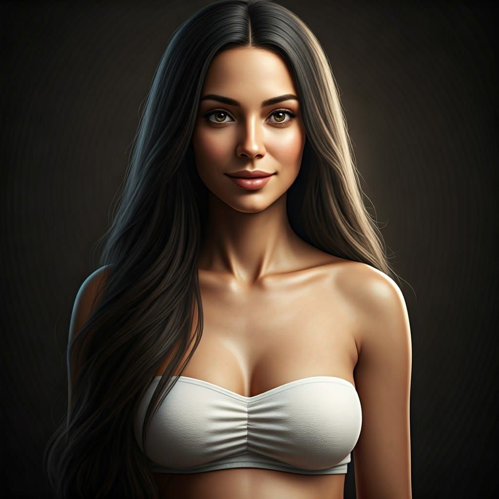 Radiant Portrait of a Woman with Dark Hair