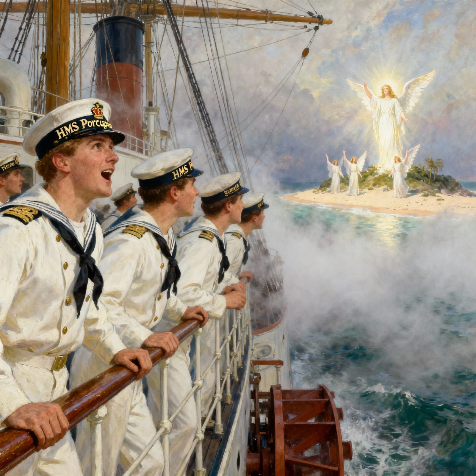 Victorian Sailors Spotting Heavenly Hy Brasil Island