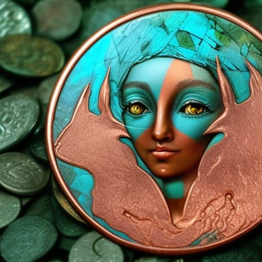Copper Turquoise Coin