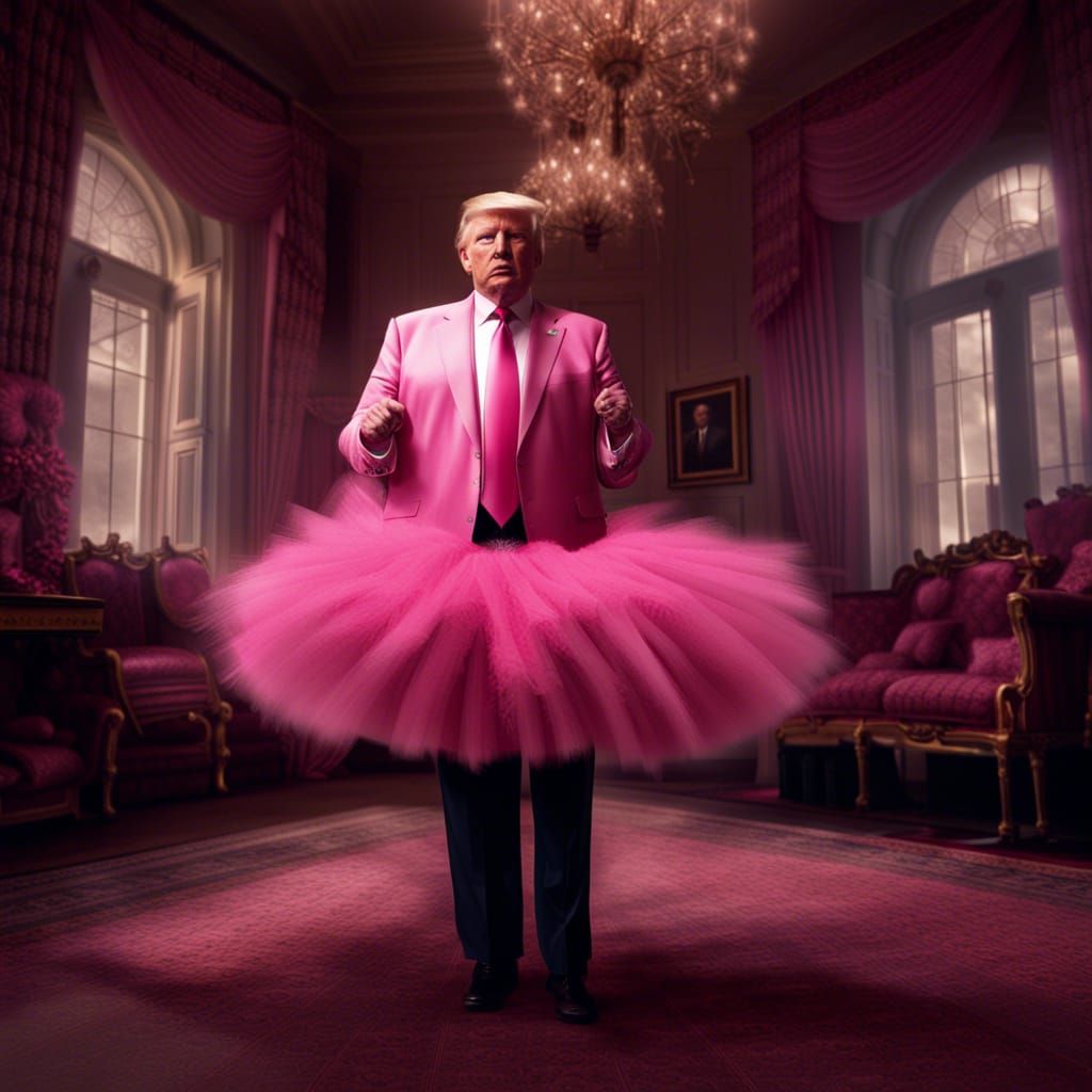 Hyperrealistic Donald Trump in Pink Tutu