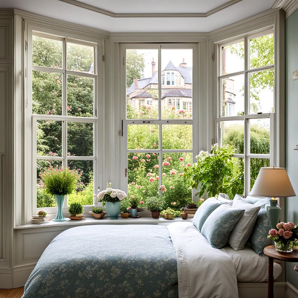 Bedroom Window Overlooking a Beautiful Garden