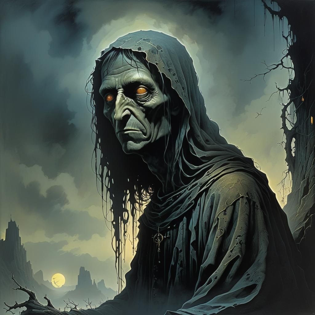 Macabre Gothic Portrait in Dark Horror Style