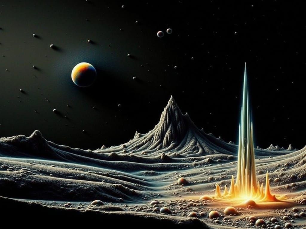 Dreamy Moon Landscape in Sci-Fi Illustration Style
