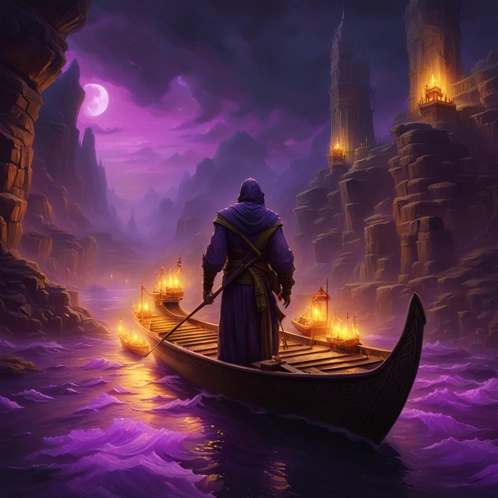 Souls Ferried to the Underworld: Dark Fantasy Art