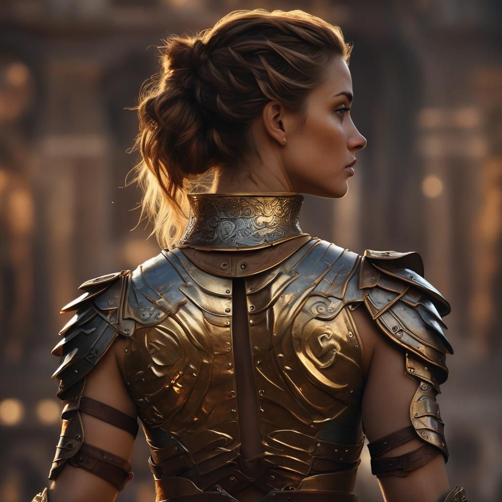 Baroque Gladiator Portrait in Golden Light