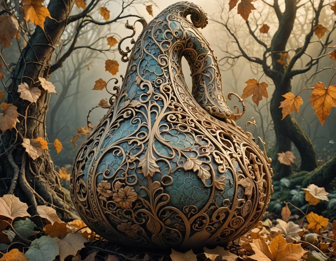 Ornate Gourd in Baroque Surrealism Style