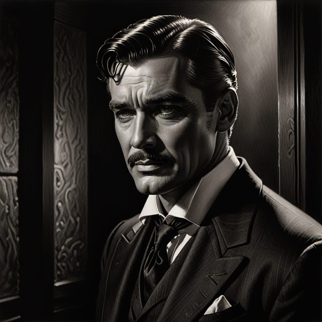 Clark Gable as Rhett Butler Charcoal Portrait
