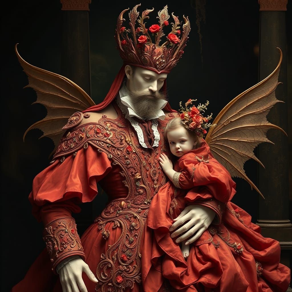 Avant-Garde Father and Child Fairytale Image