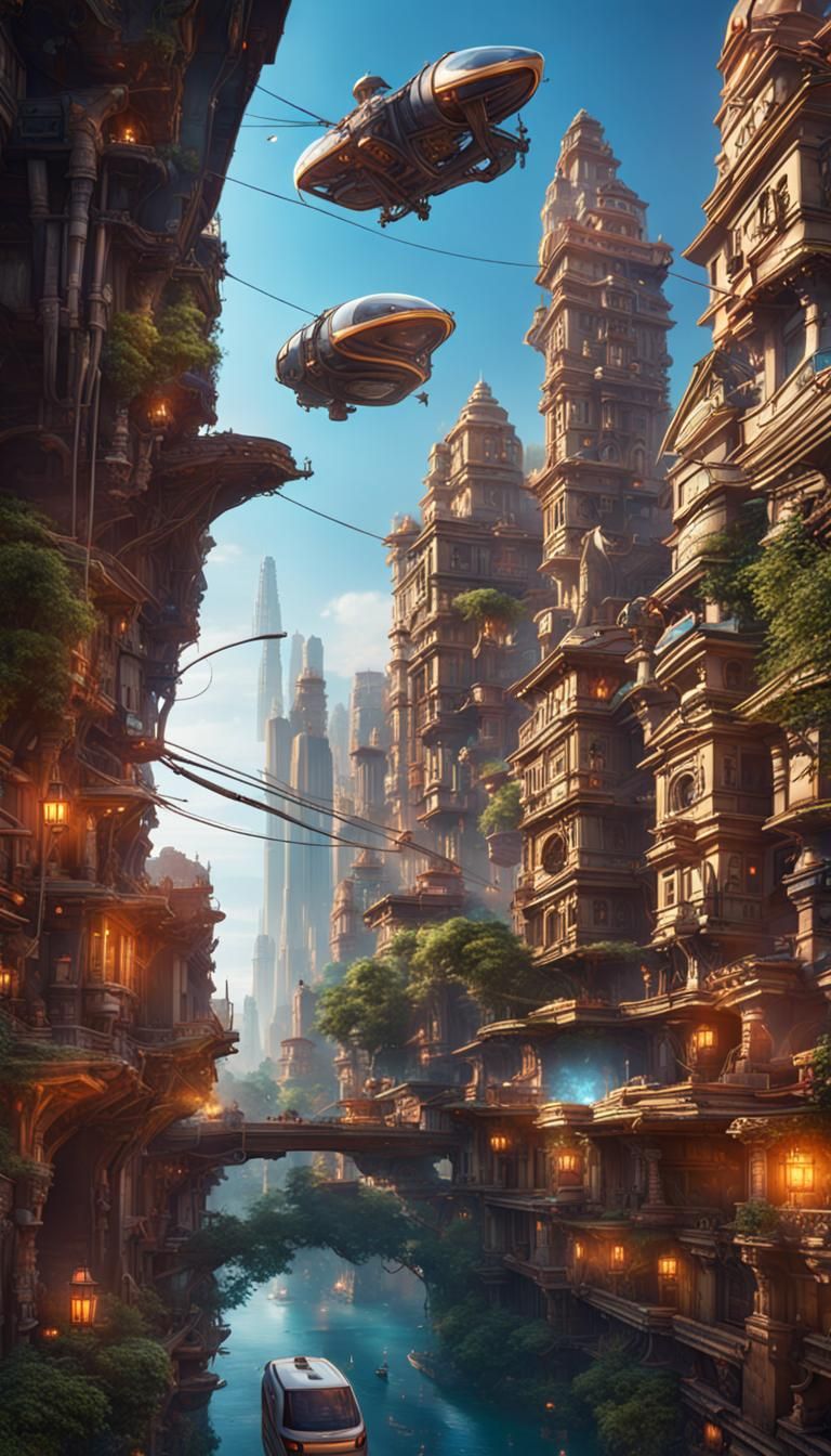 Futuristic Indian Cityscape with Traditional Elements