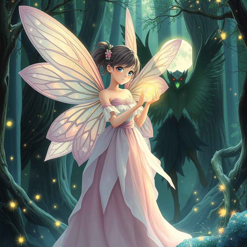 Delicate Fairy Defeats Evil Counterpart in Whimsical Anime S...