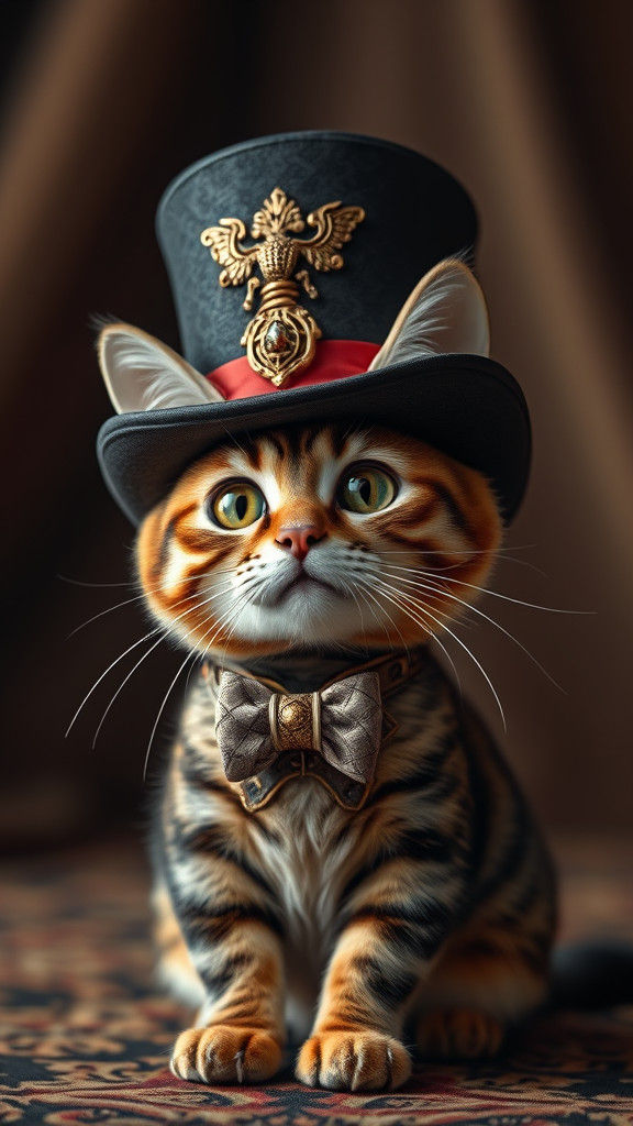 Aristocratic Chibi Cat in Elaborate Top Hat