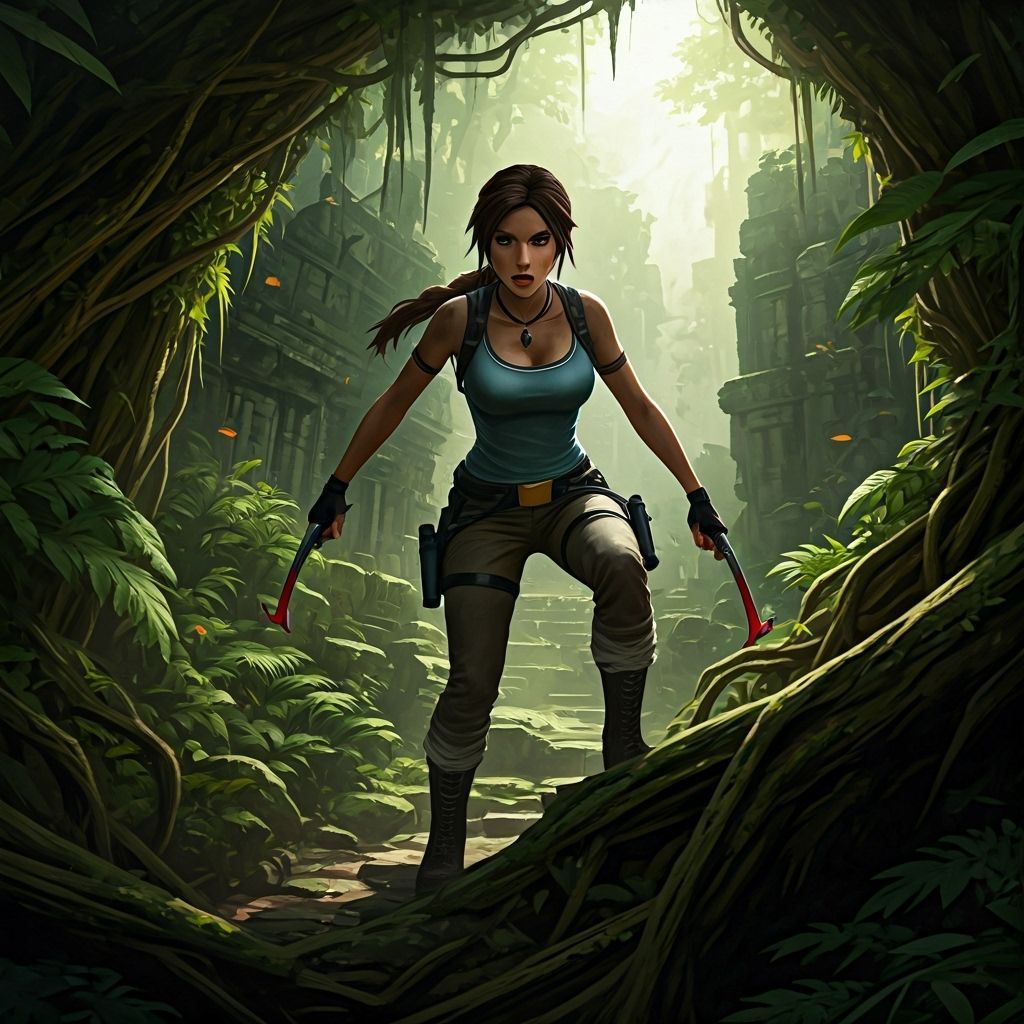 Lara Croft Explores Ancient Jungle Ruins