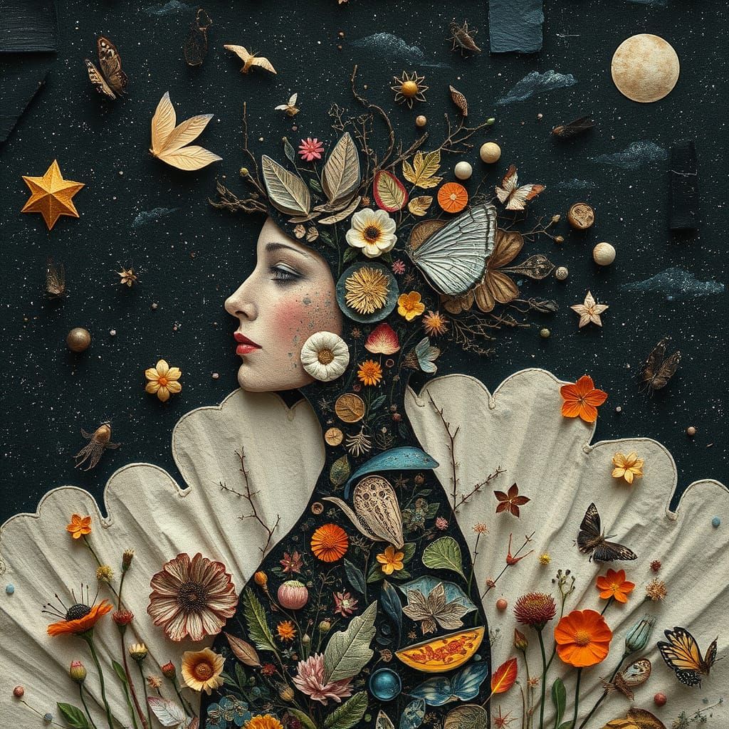 Cosmic Surrealist Collage Evokes Transformation and Authenti...