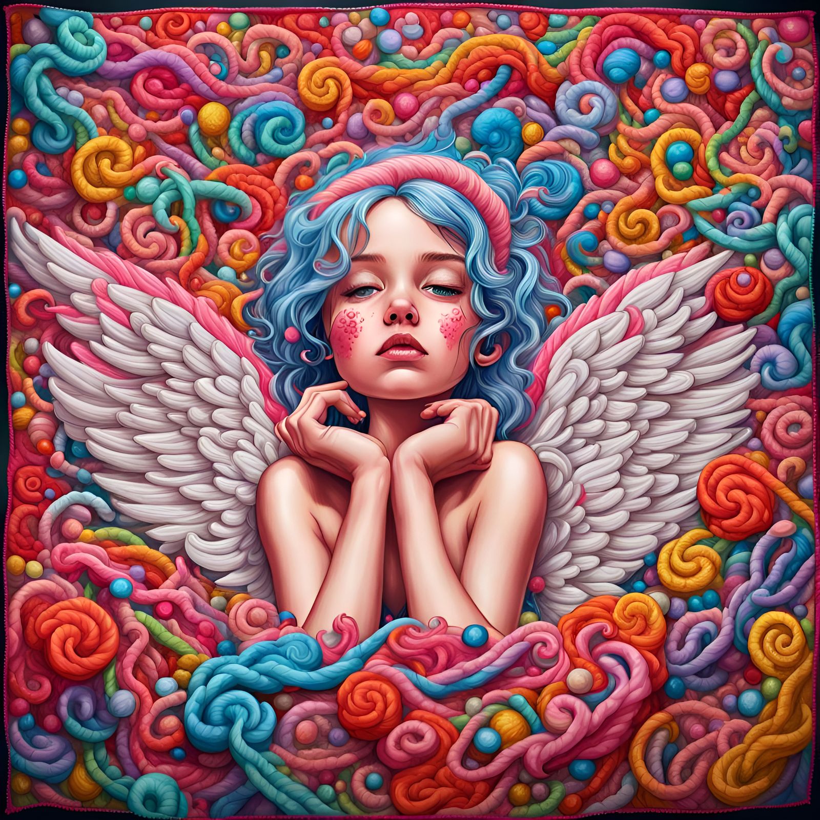 Colorful Graffiti Angel in Candy Art Style