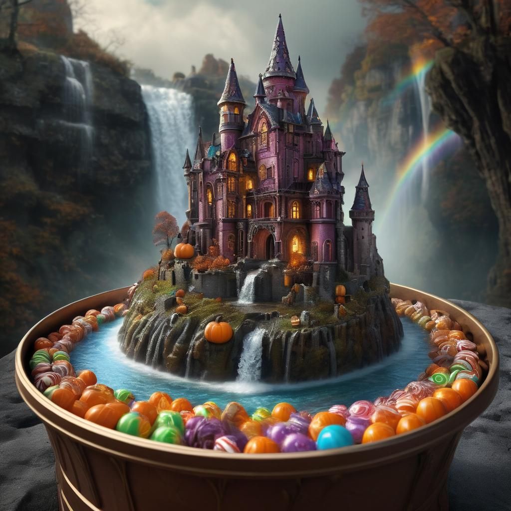 Halloween Candy Bucket Fairyscape in Digital Art