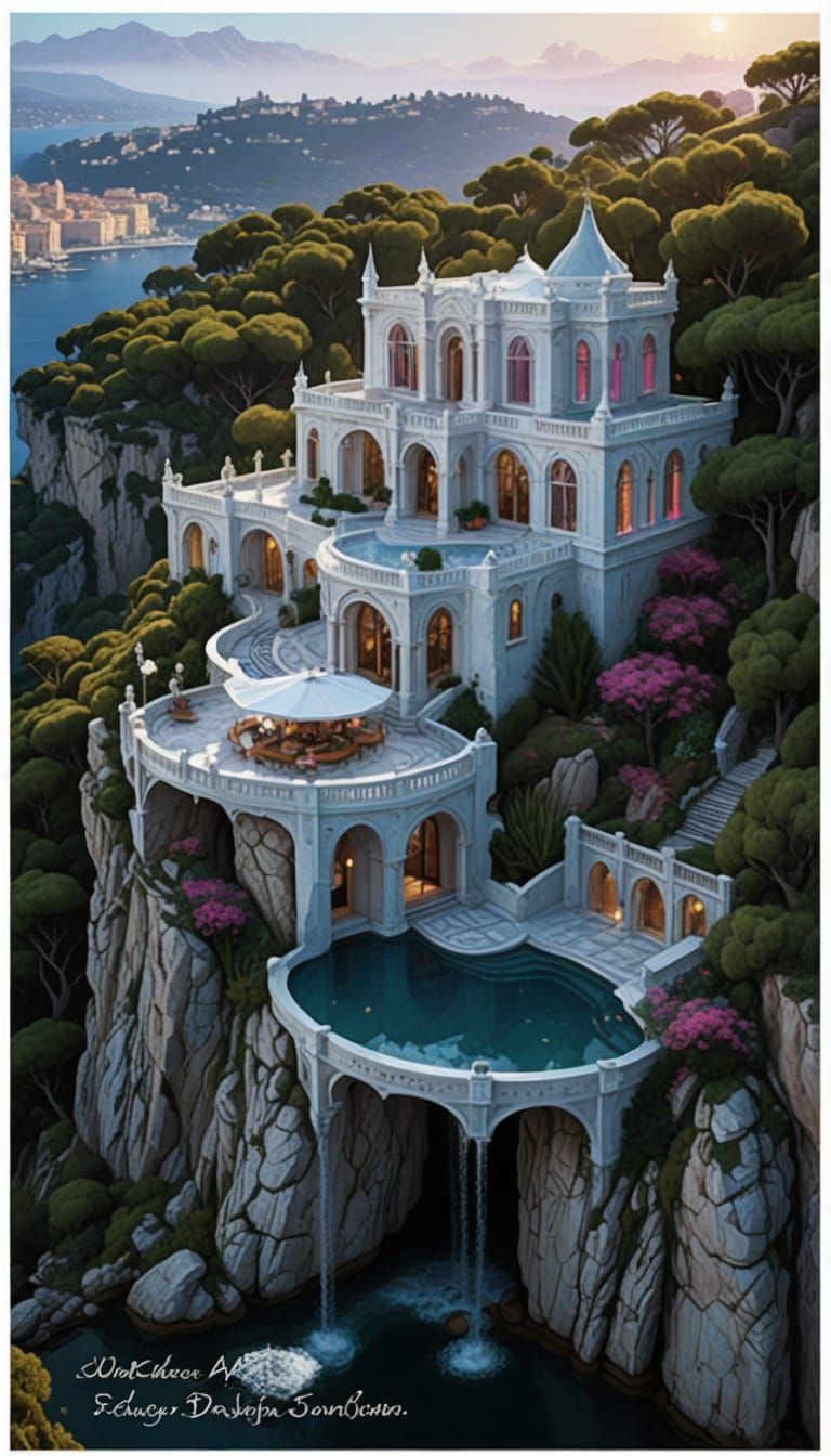 Ethereal Elven Chateau on Monaco Cliffside