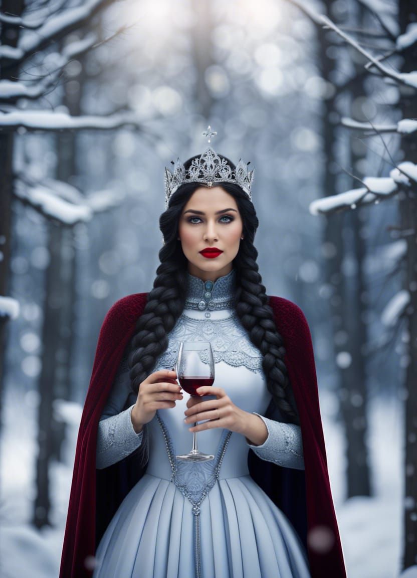 Icy Snow Queen Portrait in Hyperrealistic Style