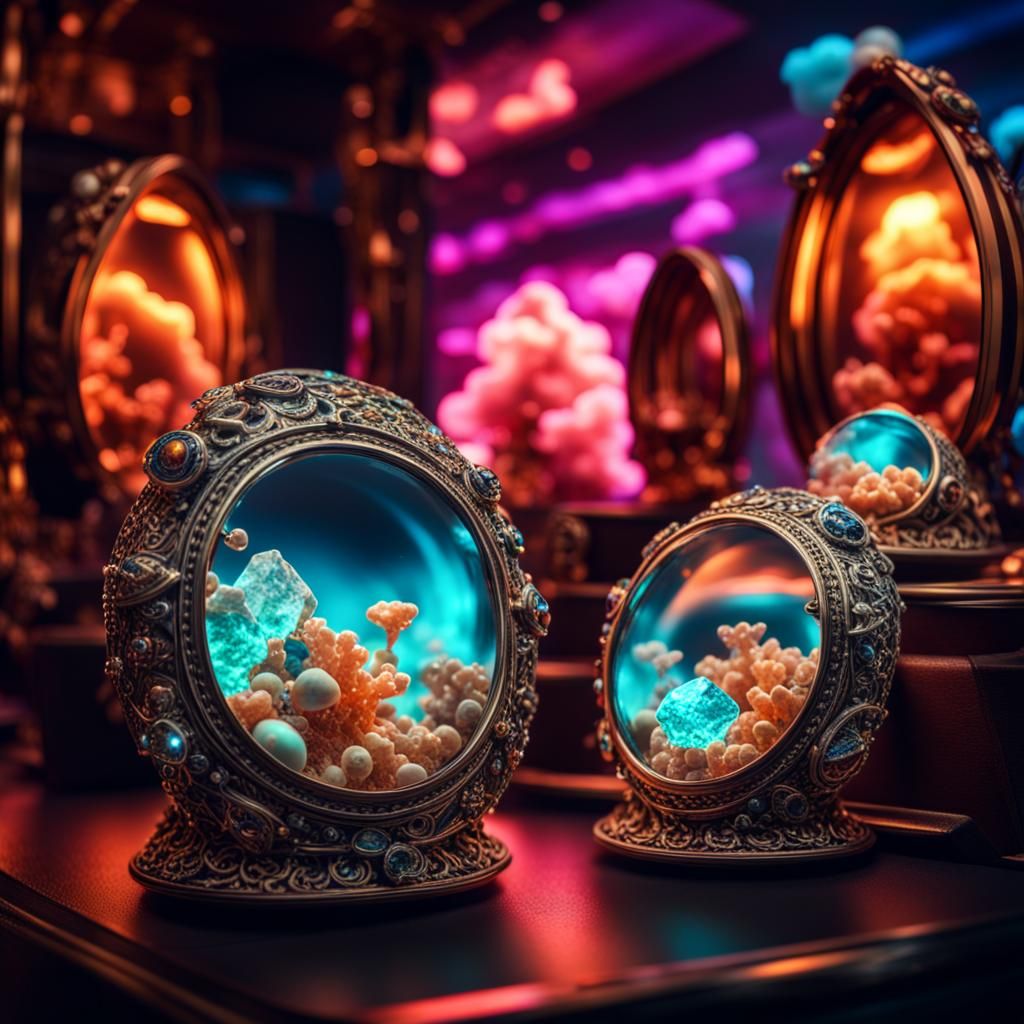 Glowing Gem Jewelry in Neon Aquarium