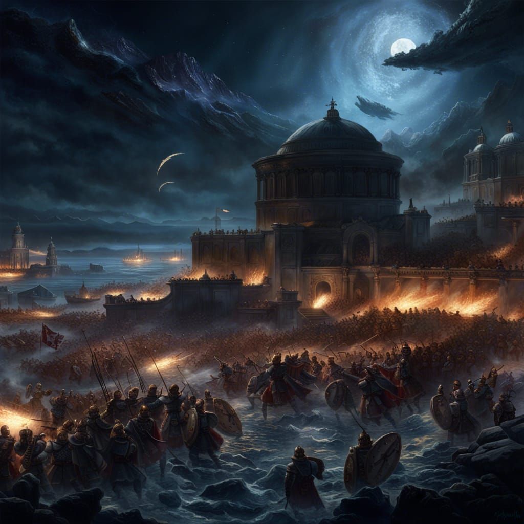 Intergalactic Roman Empire Battlefield: A Cinematic Painting