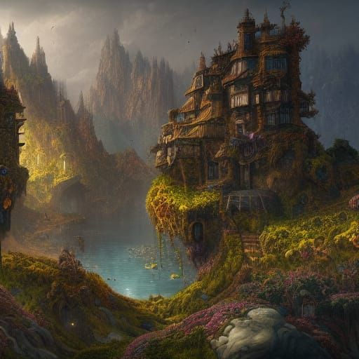 Detailed Fantasy World Matte Painting