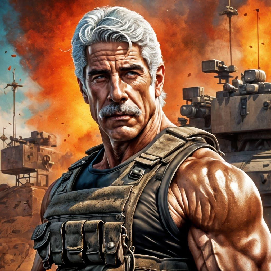 Hyperrealistic Mercenary Soldier Portrait with Dramatic Ligh...