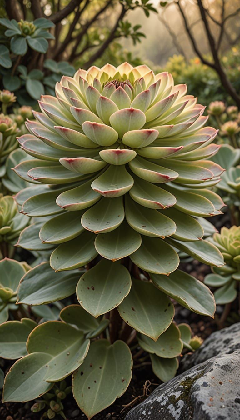 Botanical Masterpiece of Aeonium tabuliforme in Watercolor S...