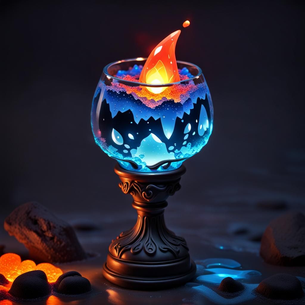 Chibi Crystal Lava Lamp with Flowing Lava