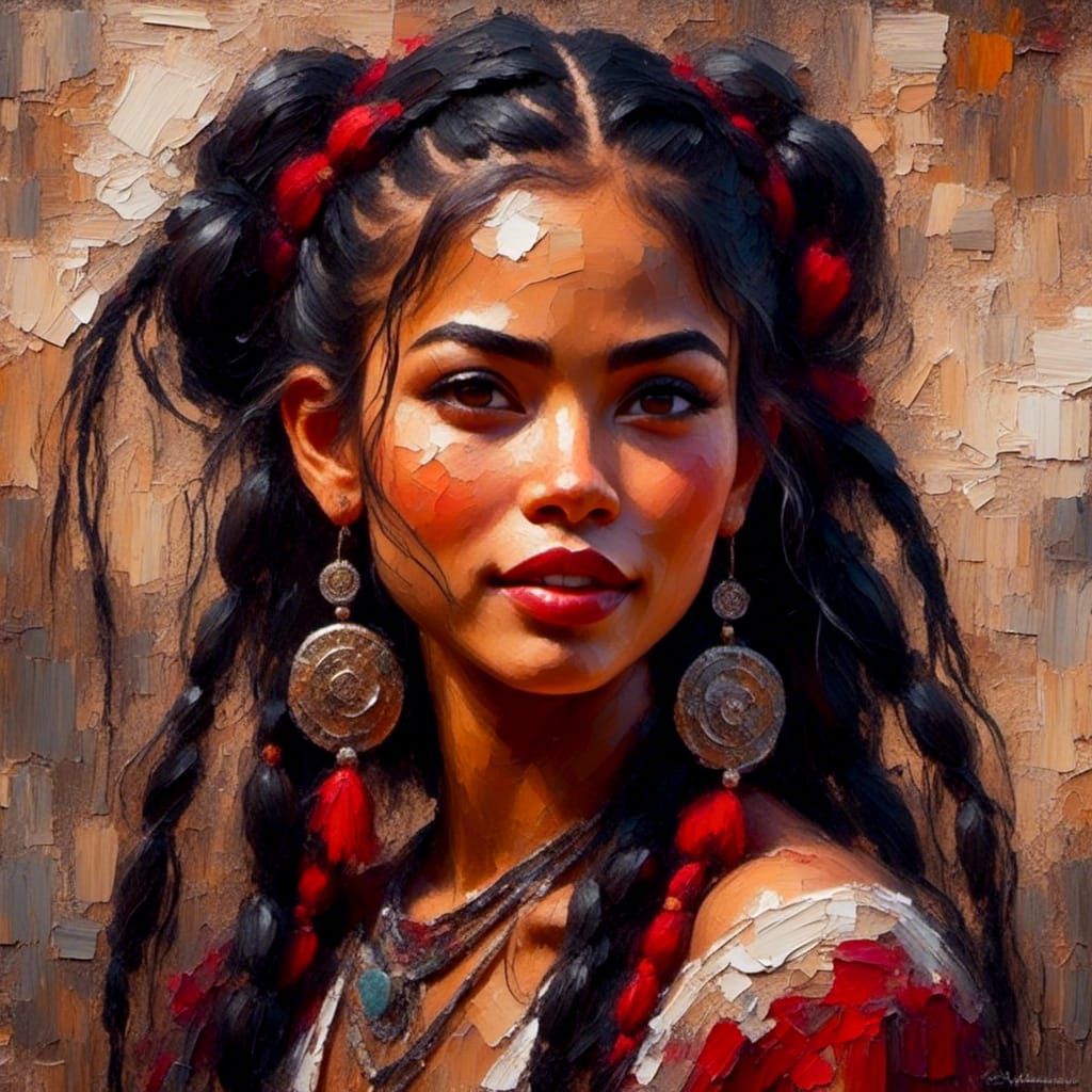 Braided Black Hair Portrait of Mexican Woman