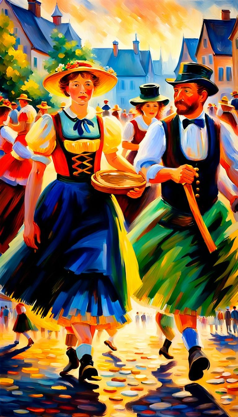 Oktoberfest Parade in Impressionist Style