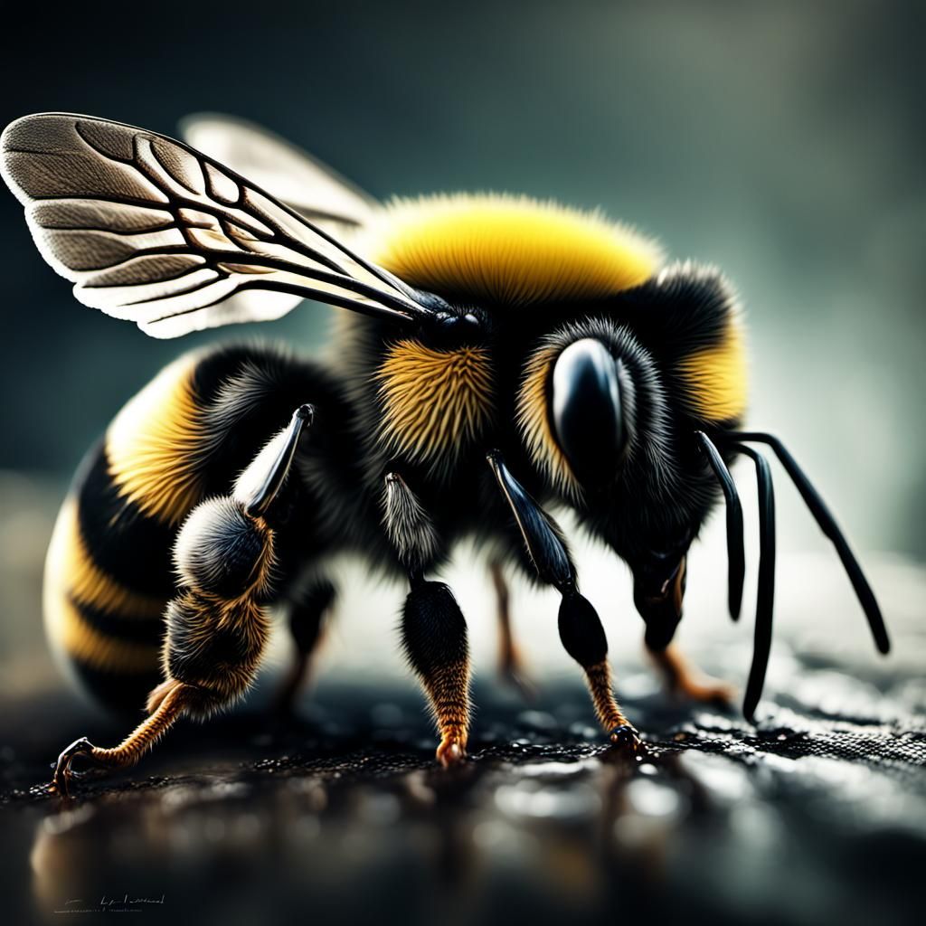 Detailed Chiaroscuro Photo of Adorable Bumble Bee