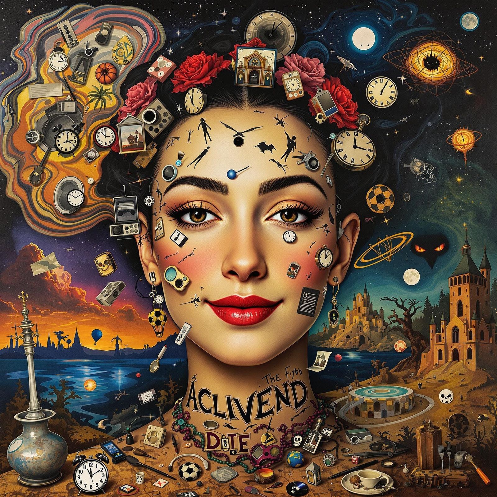 Dreamlike Portrait of Woman in Melting Surrealist Landscape