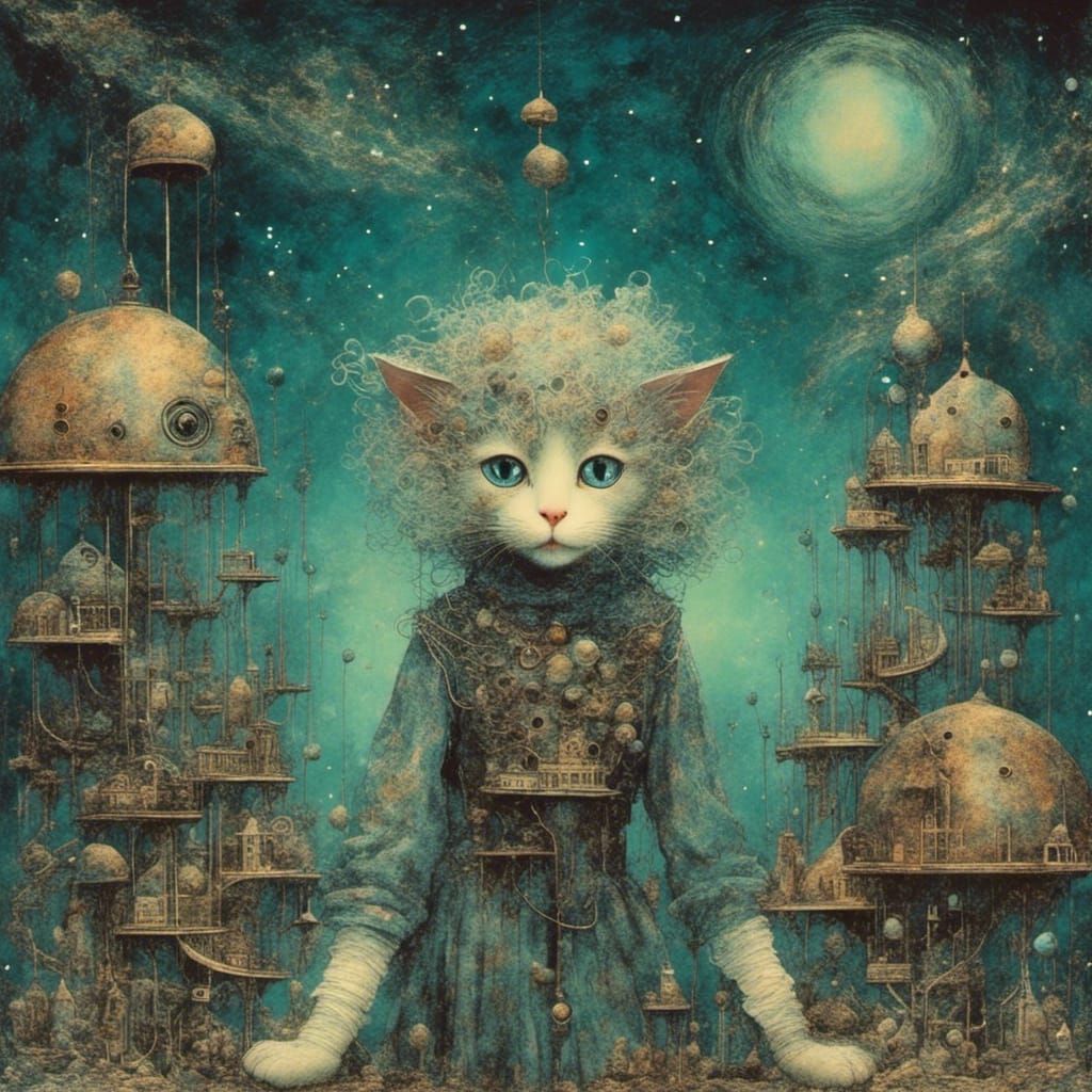 Vaporwave Quantum Hivemind in Surreal Art Deco Style