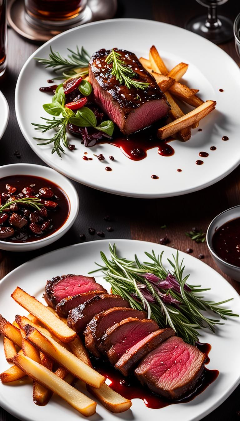 Gourmet Venison Tenderloin Still Life in Oil Painting Style