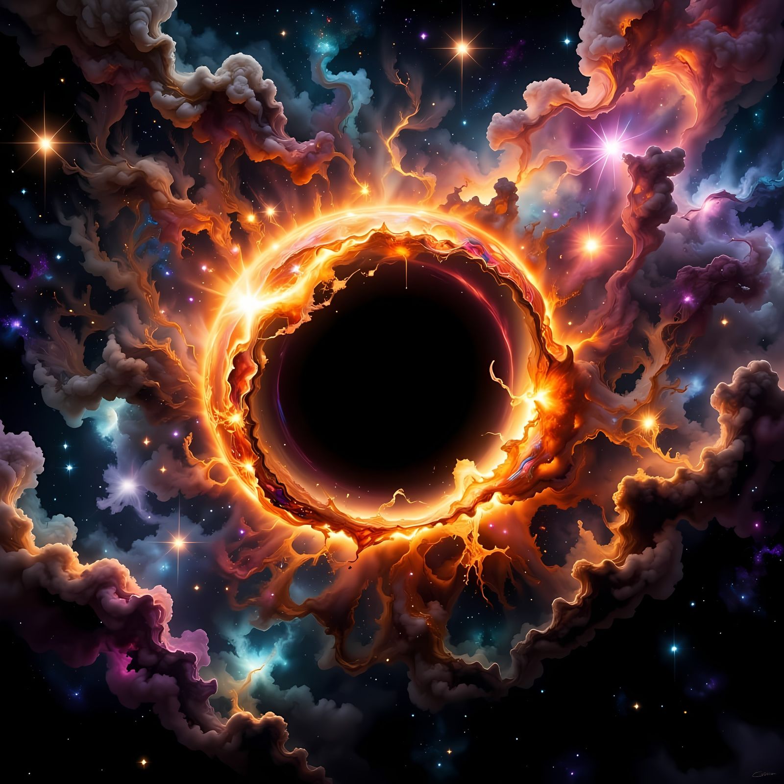 Detailed Star Implosion into Black Hole, Hyperreal