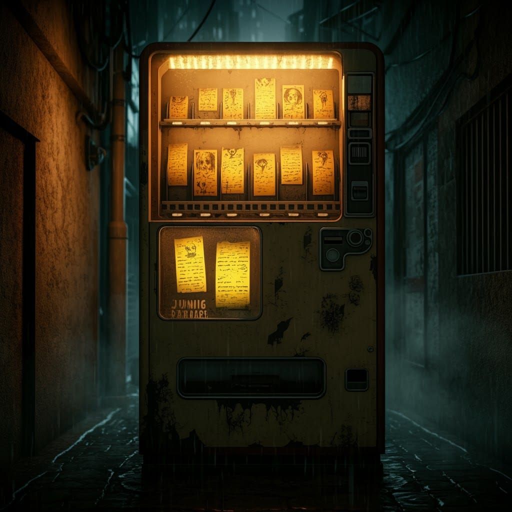 Eerie Vending Machine Dispensing Creepy Stories