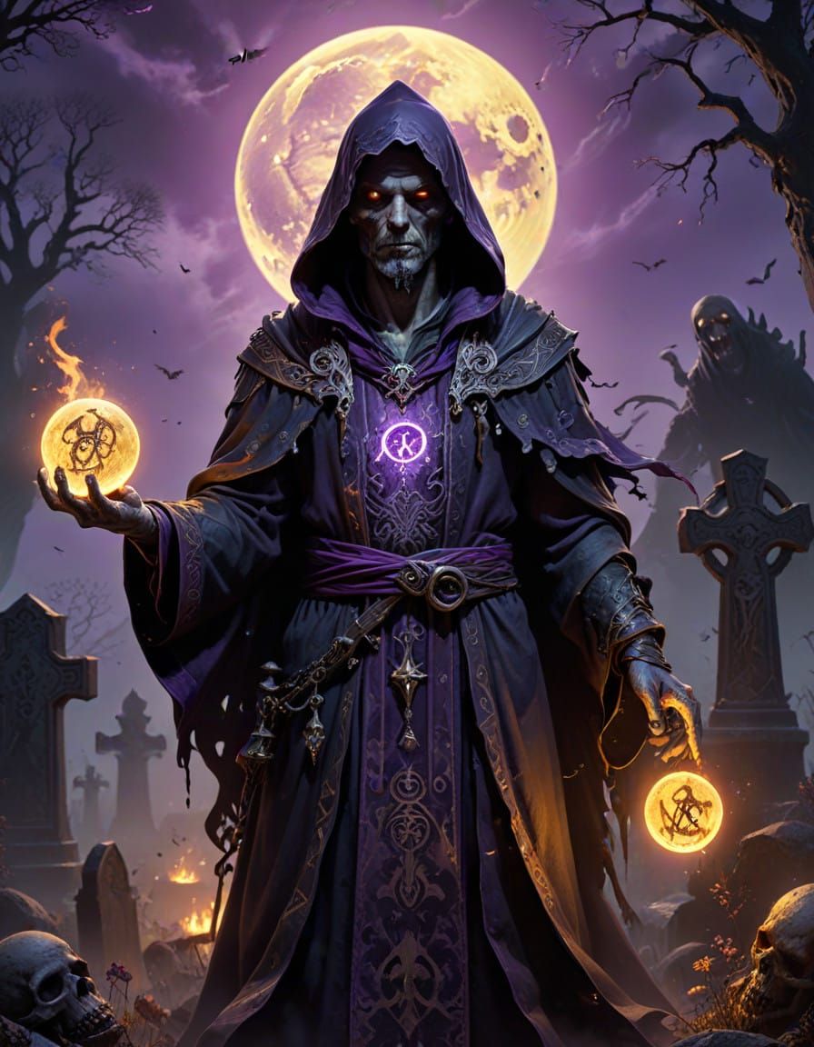 Mystic Zombie Wizard in Dark, Occult Robes