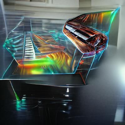 Holographic Piano in 8K 3D Hyperrealism
