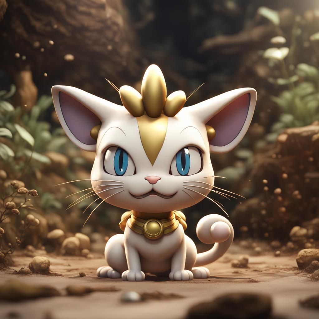 Hyperrealistic Chibi Meowth: Pokémon Art