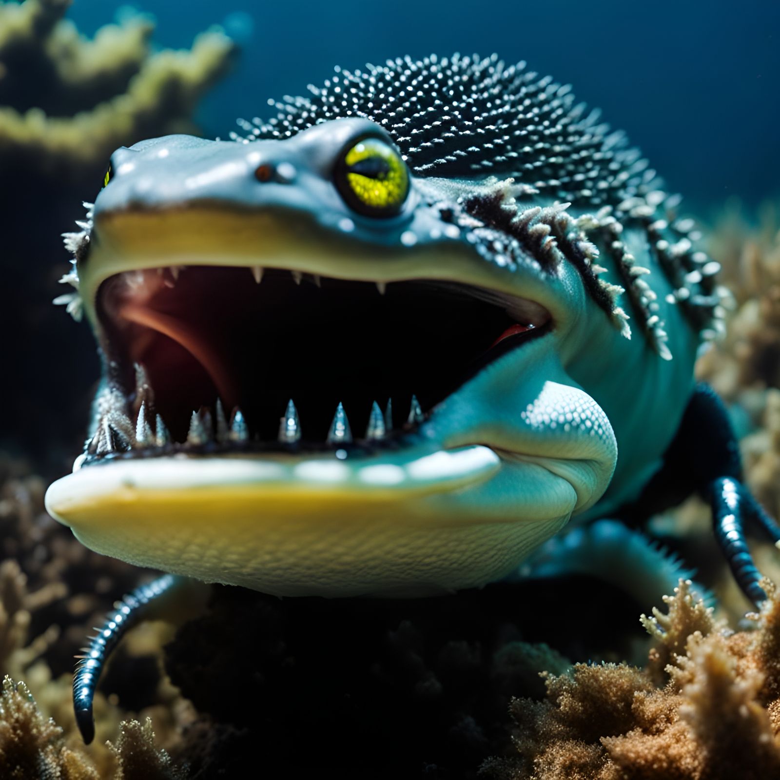 Alien Mole Rat Amphibian in Underwater Scene