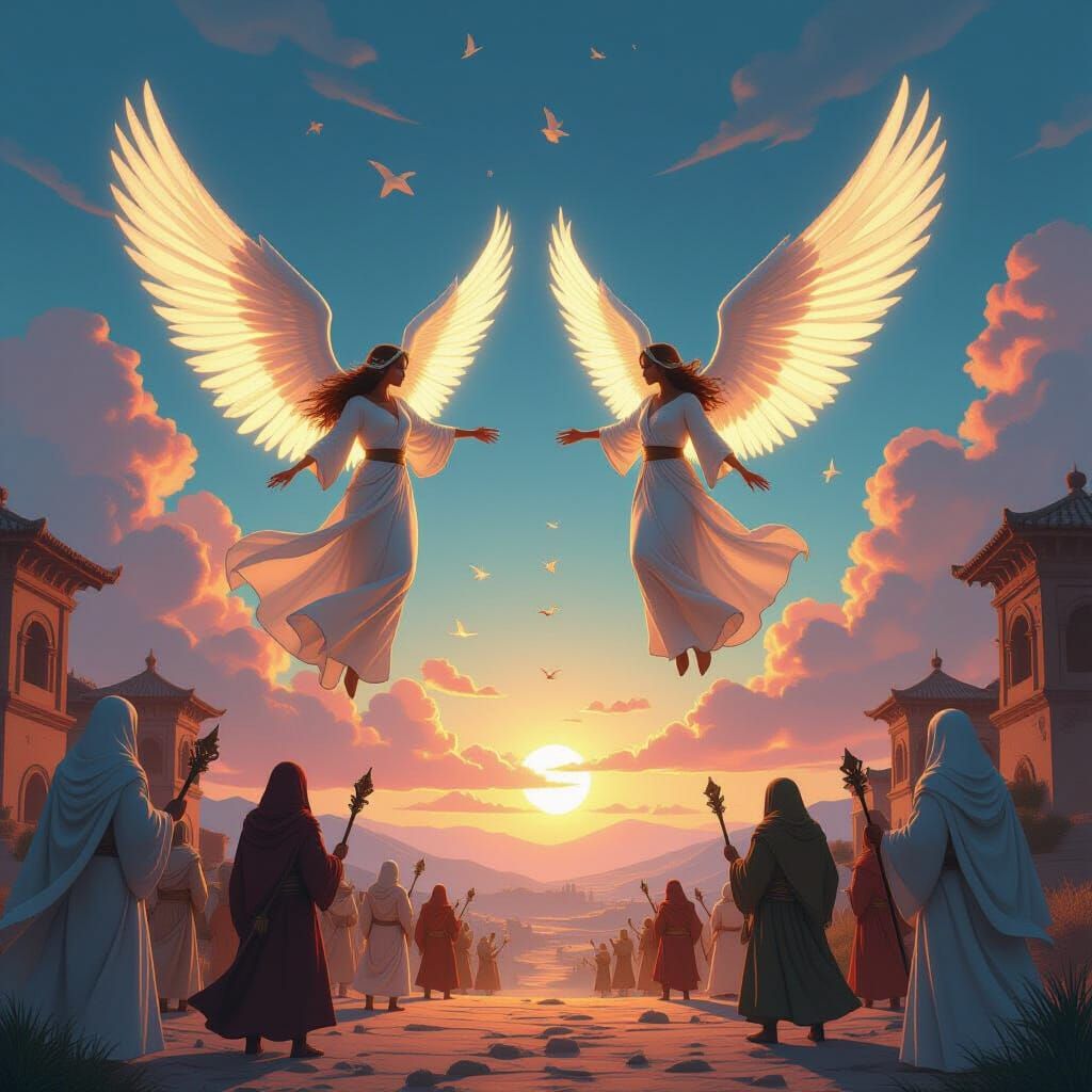 Angelic Descent: Cartoon Battle Against Jinn