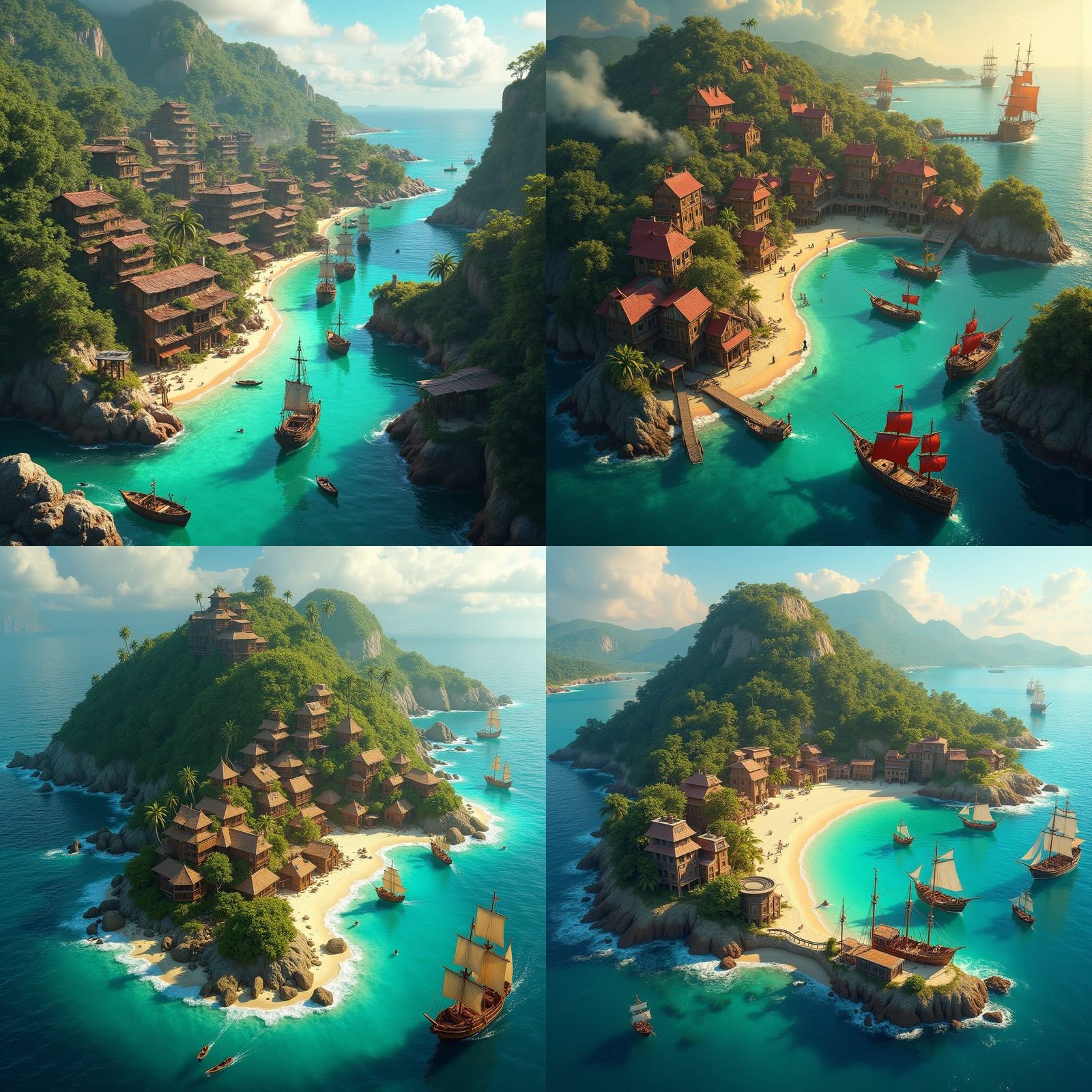 Island Pirate Town in Crescent Cove: Fantasy Art