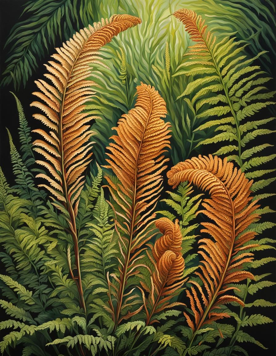 Victorian Botanical Print of Unfurling Ostrich Ferns