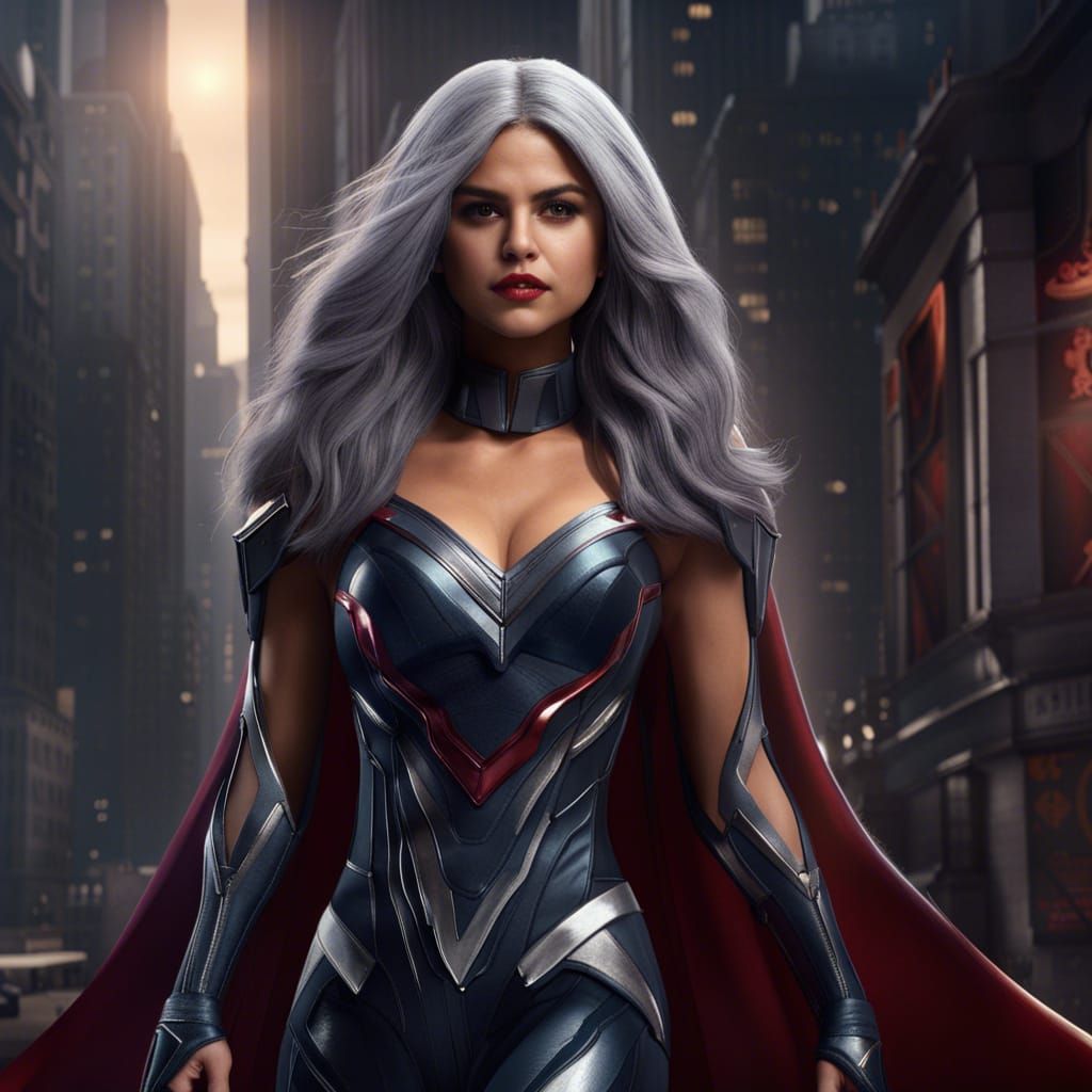 Beautiful female superhero 50 years old